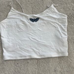 Garage white tank top with blue butterfly - size small